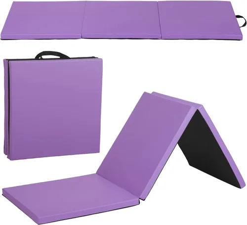 Miniatura 9 de Colchoneta de gimnasia para gimnasio en casa, plegable, portátil, de 6 x 2 x 2 pulgadas, extra gruesa, con asas de transporte, para niños y adultos