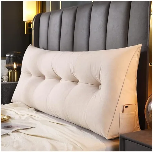 Miniatura 14 de Almohada triangular para cabecero, cojín grande para cabecero, almohada de lectura, respaldo de posicionamiento, cojín para cama de día con funda