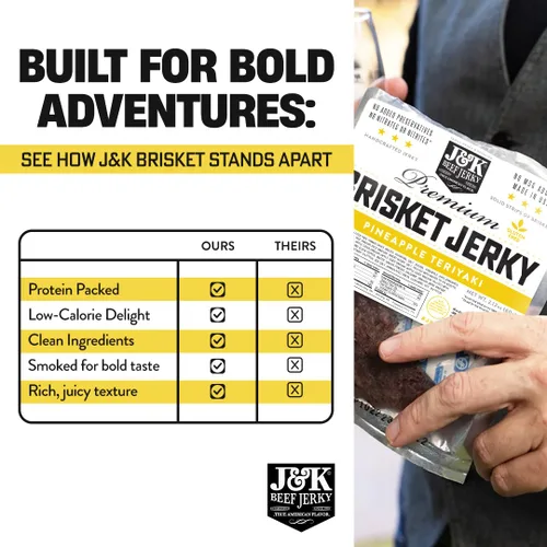 Miniatura 3 de J&K Jerky de res Pechuga de res Teriyaki - Piña Teriyaki - Carne seca artesanal en lotes pequeños hecha en Estados Unidos, cecina en láminas