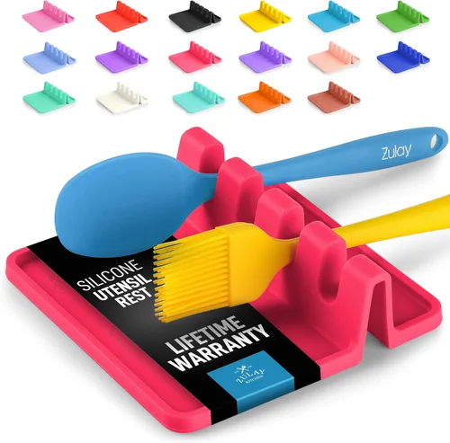 Miniatura 29 de Zulay - Soporte extragrande de silicona con bandeja antigoteo para múltiples utensilios de cocina, reposacucharas resistente al calor y sin BPA