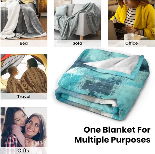 Miniatura 7 de Manta gris turquesa, arte abstracto, ultra suave, acogedora, manta de franela ligera y moderna para sofá, ropa de cama, decoración del hogar