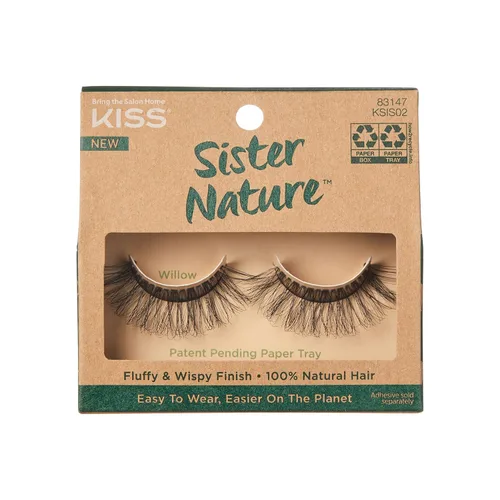 Miniatura 15 de Pestañas postizas KISS Sister Nature, "Dawn", 12 mm, 100% pelo natural, caja de papel reciclable, impresas con tinta de soja, sin crueldad, veganas