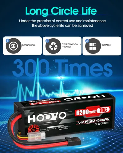 Miniatura 5 de HOOVO 7.4V 6200mAh 70C 2S Lipo Batería Caso Duro para RC Car RC Helicóptero RC Camión RC Truggy Avión Quadcopter UAV Drone FPV