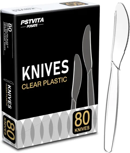 Miniatura 11 de Tenedores de plástico resistentes, suministros desechables transparentes para fiestas, paquete de 80