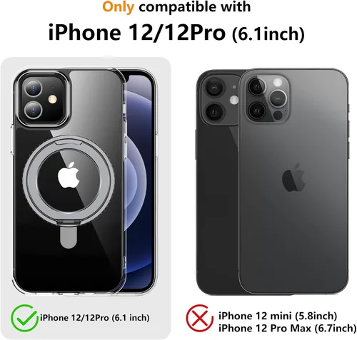 Miniatura 6 de Magnética para iPhone 12 e iPhone 12 Pro Funda, [con Soporte de Anillo Magnético Invisible Giratorio 360°][A Prueba de Golpes][Compatible