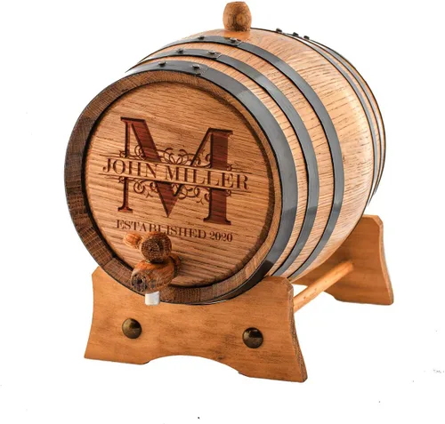 Barril de whisky personalizado – Barril de vino personalizado – Barril de roble grabado de 2 litros | Envejece tu propio tequila, whisky, ron,