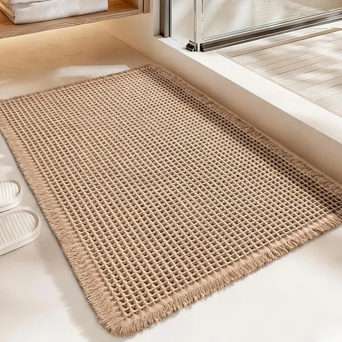 Miniatura 26 de Alfombra de Baño de Lujo tipo Waffle, Súper Absorbente Antideslizante, Alfombras de Baño Bohemias, Ultra Suaves y Cómodas, Lavables a Máquina
