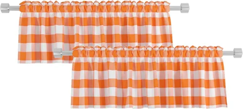 Miniatura 15 de 2 cenefas de cuadros de búfalo a cuadros para ventana de sala de estar, 16 pulgadas de largo, clásico dormitorio, baño, bolsillo para barra, cenefas