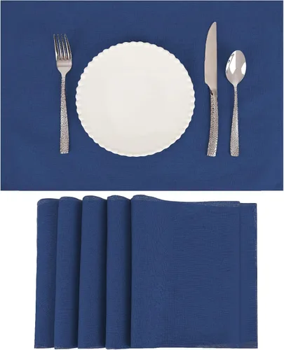 Miniatura 11 de Juego de 6 manteles individuales de tela tipo lino, 19 x 13 pulgadas, doble capa gruesa, sin arrugas, resistente al calor, para comedor, cocina