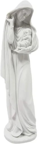Estatua blanca de la Virgen María con el bebé Jesús niño de 18 pulgadas, estatua blanca hecha en Italia