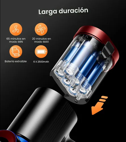 Miniatura 4 de NADALY Aspiradora inalámbrica, 550 W, 45 kPa, 65 minutos, aspiradora para el hogar, aspiradora de palo con pantalla LED, antienredos, autoportante