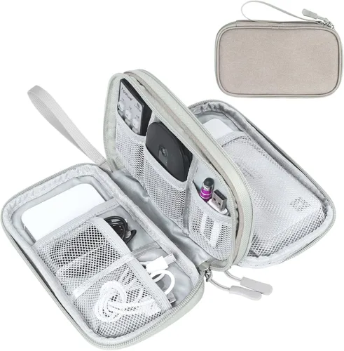 Miniatura 37 de FYY Organizador electrónico, organizador de cables de viaje, bolsa de transporte para accesorios electrónicos, portátil, impermeable, doble capa
