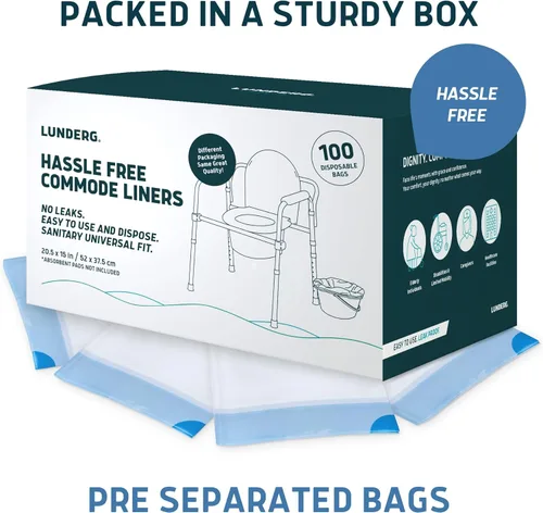 Miniatura 4 de Lunderg Commode Liners - Paquete económico de 100 unidades de ajuste universal - Forros de cabecera de grado médico desechables para silla cómoda