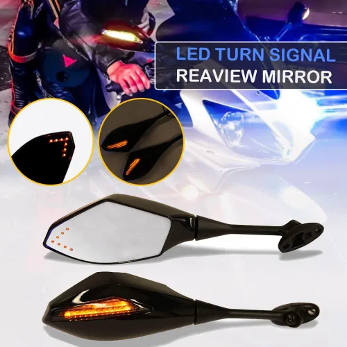 Miniatura 7 de DREAMIZER Espejos retrovisores para motocicleta con luz de señal de giro integrada, espejo de manillar compatible con CBR500RR CBR600RR CBR1000RR