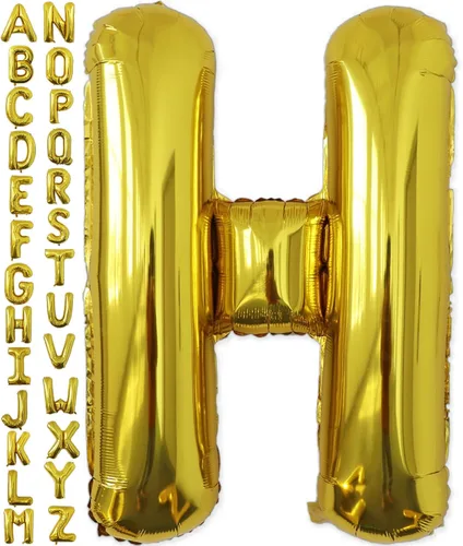 Miniatura 62 de VHUWE Globo dorado de 40 pulgadas con letra B, globos de helio de aluminio del alfabeto de Mylar de gran tamaño para fiesta de cumpleaños