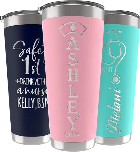 Miniatura 33 de Vaso de enfermera personalizado de 20 onzas con tapa, ejército, grabado con láser, regalos de agradecimiento para enfermeras, regalos de graduación