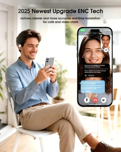 Miniatura 3 de Auriculares de traducción inalámbricos Bluetooth, intérprete en tiempo real, traductor de idiomas, auriculares con aplicación sin suscripción
