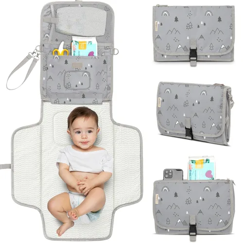 Miniatura 16 de KeaBabies Cambiador de pañales portátil, para viajes, automóvil – Cambiador grande impermeable para bebé, lavable, acolchado, bolsa de viaje