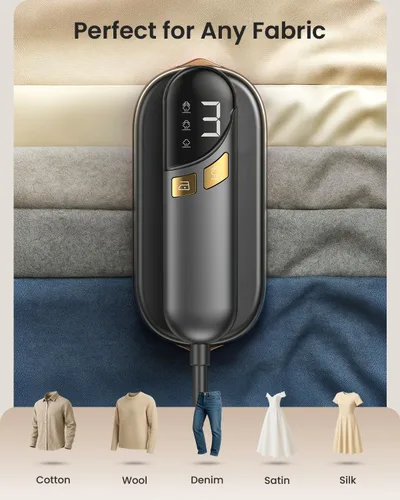 Miniatura 5 de LOXP Plancha de vapor de mano 2 en 1 para ropa, vaporizador de viaje de 1000 W con suela de cerámica, calentamiento rápido 9s, tanque a prueba