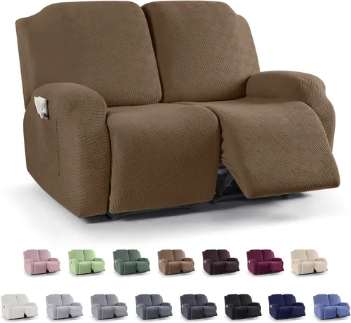 Miniatura 26 de KinCam Fundas para sillón reclinable, fundas elásticas para sillas reclinables, fundas para sofá reclinable de jacquard a rayas, protectores