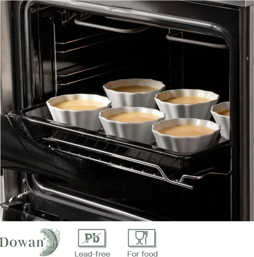 Miniatura 3 de DOWAN Ramekins - Juego de 6 recipientes aptos para horno, 8 onzas, moldes de porcelana Creme Brulee para hornear, tazas de natillas