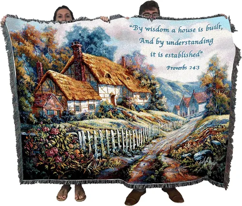 Miniatura 24 de Pure Country Weavers Great is Thy Faithfulness Blanket - Escrituras - Lamentaciones 3:23 - Tapiz cuadrado para regalo de regazo tejido de algodón