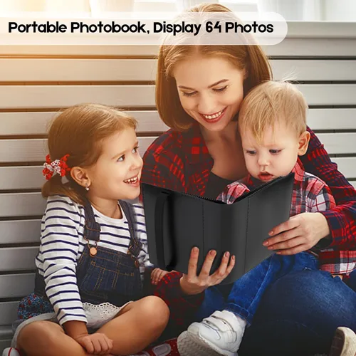 Miniatura 6 de Álbum de fotos pequeño, página interior negra con fuerte banda elástica, cada uno con capacidad para 64 fotos, mini libro de 4 x 6 pulgadas, álbum