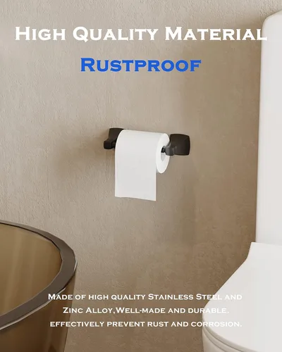 Miniatura 3 de Soporte de Papel Higiénico Negro Mate para Baño Soporte de Rollo de Tejido Pivotante de Doble Poste Montaje en Pared de Acero Inoxidable y Aleación