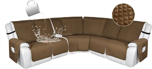 Miniatura 146 de HDCAXKJ Fundas de sofá seccional reclinable 100% impermeable, forma de L, funda de sofá reclinable lavable acolchada suave para mascotas, perro