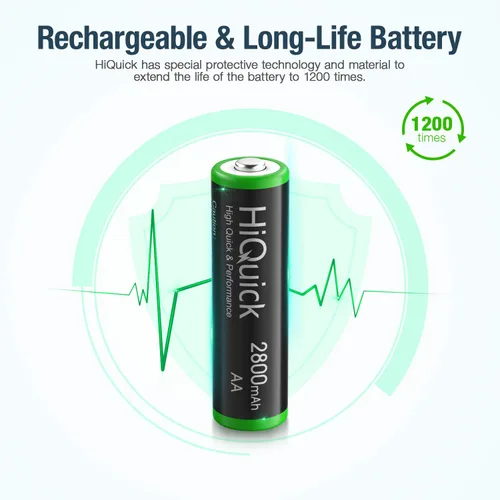 Miniatura 3 de HiQuick - Baterías AA recargables con cargador, 2800 mAh de alta capacidad, doble A, 8 unidades con cargador de batería inteligente AA AAA de 8