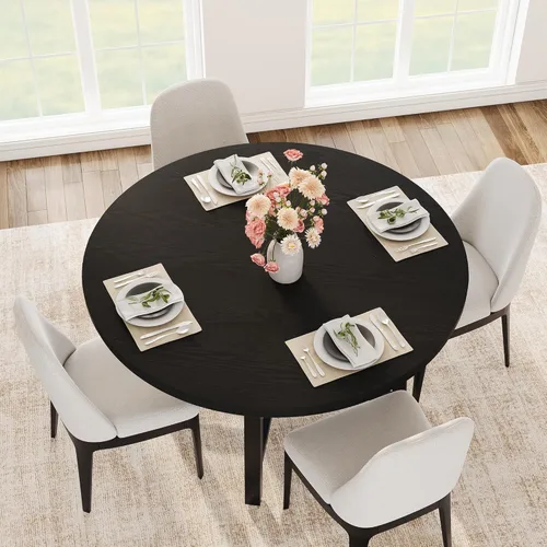 Miniatura 11 de IDEALHOUSE Mesa de comedor redonda de 31.5 pulgadas para 2-4, mesa de comedor de cocina pequeña para ahorrar espacio, mesa de cocina circular
