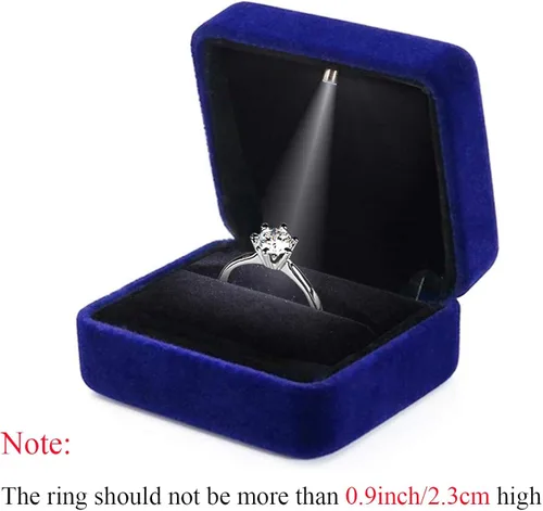 Miniatura 7 de GBYAN Velvet Ring Box with LED Light Jewelry Display Gift Box for Proposal,Engagement, Wedding