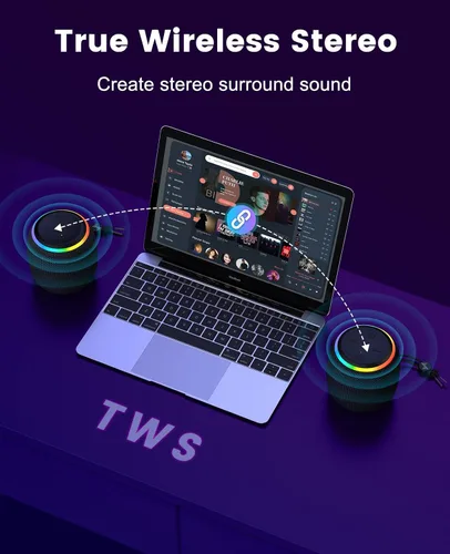 Miniatura 2 de LENRUE Altavoz Bluetooth, altavoz inalámbrico con espectáculo de luz dinámico, sonido nítido, TWS, altavoz portátil para teléfonos, mesas