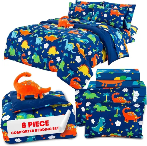Miniatura 9 de Juego de edredón para cama individual y queen para niño y niña, con fundas de almohada, juego de sábanas y almohada decorativa con juguete, varios