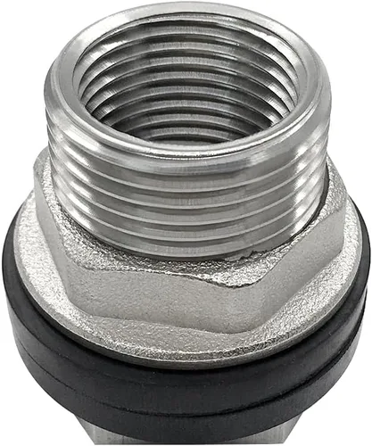 Beduan 1 NPS macho a 3/4 NPT hembra de acero inoxidable mamparo conector de tanque de agua a granel para barril de tanque de agua (paquete de 1)