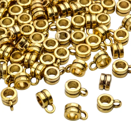 Miniatura 4 de Aylifu Bails Beads, Tibetan Bail Tube Bead Spacer Beads Carrier Hanger Connector Links for European Charm Bracelet Jewelry Making