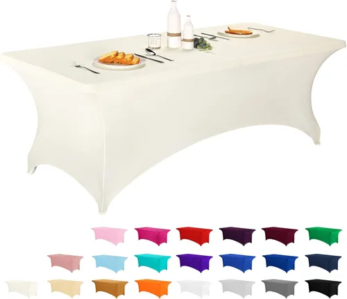Miniatura 28 de LZY Cubierta de Mesa Elástica Ajustable de Spandex para Mesa Plegable de 6 pies, 4 pies o 8 pies, Mantel de Cóctel Rectangular, Perfecto para Champn