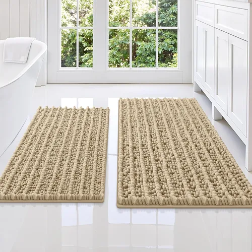 Miniatura 31 de Smiry Juego de 2 alfombras de baño, suaves y absorbentes, parte trasera de goma antideslizante, lavables a máquina, juego de alfombras de baño