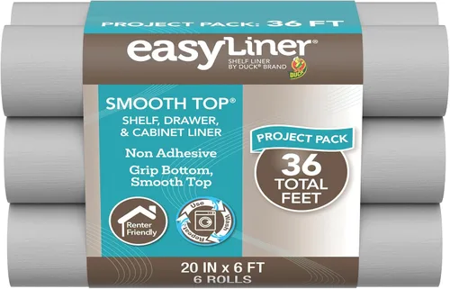 Duck Brand Smooth Top EasyLiner para armarios y cajones - Fácil de instalar y cortar a medida - Papel para estantes y forro para cajones no adhesivo