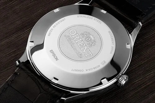 Miniatura 6 de Orient Reloj automático de acero inoxidable para hombre con correa de cuero, negro, 22 (Modelo FAC08004D0), Pulsera
