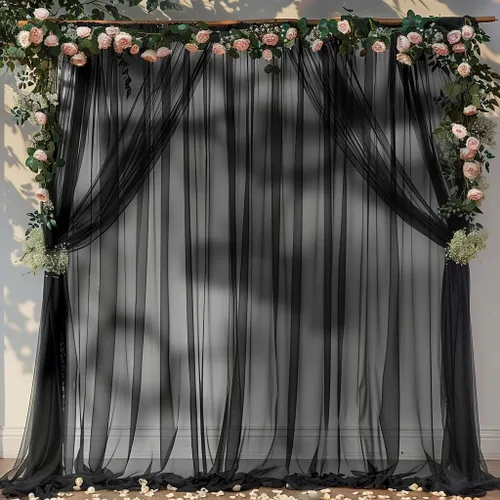 Miniatura 15 de Cortina de telón de fondo de tul azul bebé de 10 x 10 pies para fiestas, cortinas de fondo transparentes para bodas, baby shower, baby shower
