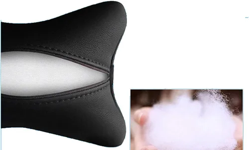 Miniatura 7 de Almohadas cervicales para el cuello del automóvil, 2 unidades, almohadas cervicales de piel sintética para viajes, almohadas rellenas de fibra Negro