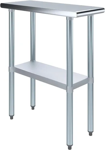 Miniatura 58 de AmGood Mesa de trabajo de acero inoxidable con ruedas de 24 pulgadas x 12 pulgadas Mesa de preparación de alimentos de cocina de metal NSF