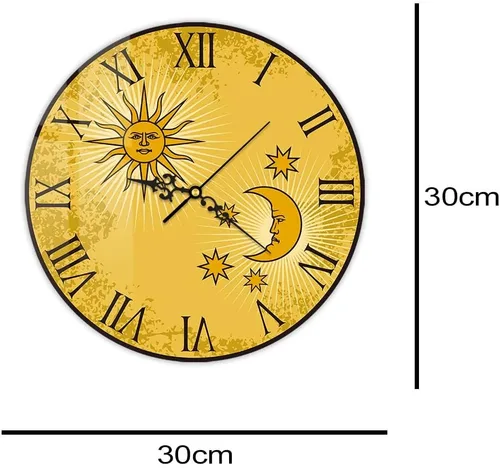 Miniatura 2 de Reloj de pared con números romanos de sol y luna de 12 pulgadas, arte bohemio de astrología celestial, cuarzo silencioso, sin tictac, vintage