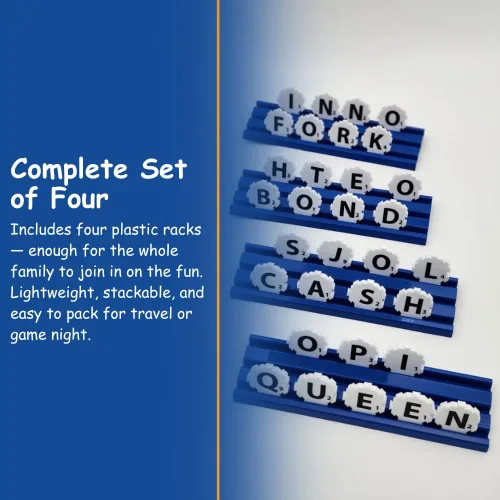 Miniatura 5 de Soportes para fichas de juego de estrategia de palabras, juego de 4 porta-fichas de plástico para fichas de rompecabezas de palabras