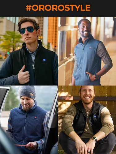 Miniatura 5 de ORORO Chaleco térmico de forro polar para hombre con batería