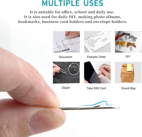 Miniatura 3 de Clips para papel, paquete de 200, clips de papel, adecuado para oficina, escuela y uso diario, también se utiliza para bricolaje diario, clip