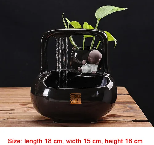 Miniatura 2 de Fuente de mesa Ndoor Zen, fuente de cerámica, fuente de mesa, fuente de mesa de cascada de cerámica negra brillante para oficina, decoración