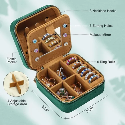 Miniatura 4 de Parima Joyero de viaje para mujeres y niñas, estuche de joyería de viaje con inicial L Estuche de viaje pequeño para joyería Mini joyero de viaje
