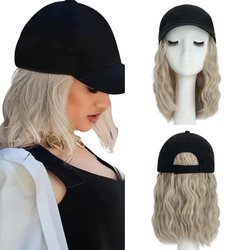 Miniatura 13 de SEGO Gorra de béisbol con extensiones de cabello para mujer, resistente al calor, sintético, 6 pulgadas, ajustable, corta, recta, peluca de repuesto